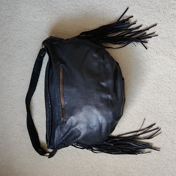 PATRICIA NASH Navy Blue Leather Fringe Shoulder Bag - Picture 5 of 16